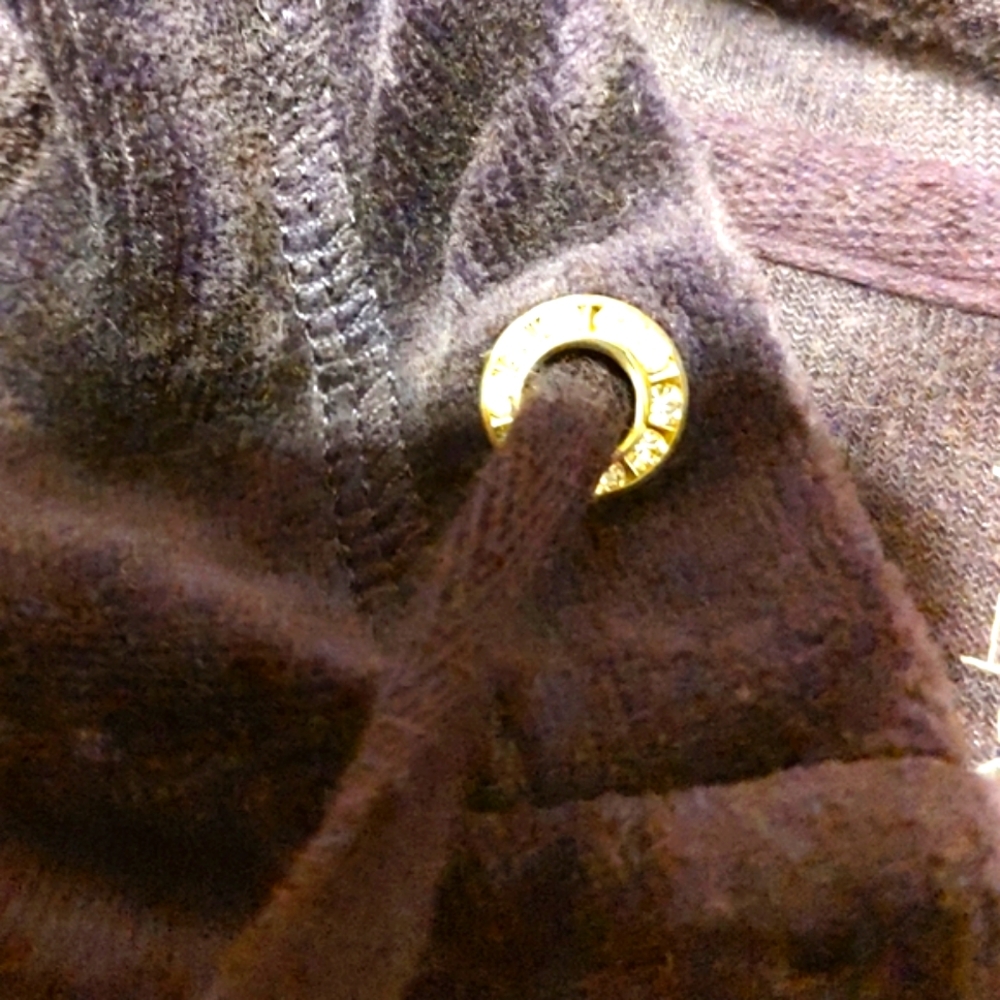 💜🍇💜 Awesome Cozy Rhinestone Deep Grape Purple Velvet Velour Hoodie Jacket - L - Picture 6 of 14